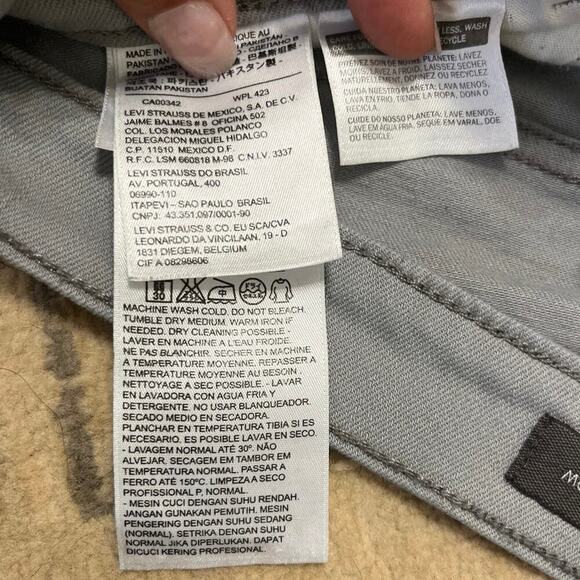 Levi's 524 Too Superlow Skinny Gray Jeans Stud Front Pockets 28x30 Biker Grunge - Picture 4 of 13